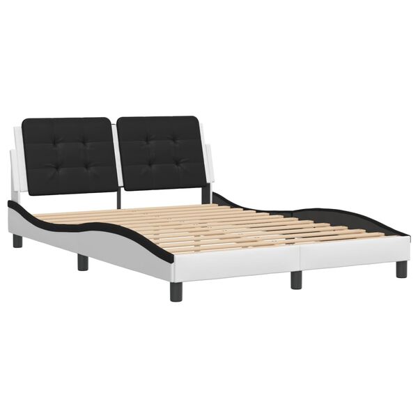 vidaXL Bed Frame without Mattress "Zadar" White and Black 140x200 cm Faux Leather