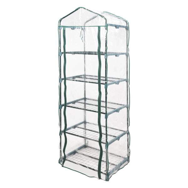 FLO Greenhouse with 5 Shelves 69x49x200 cm Transparent and Green