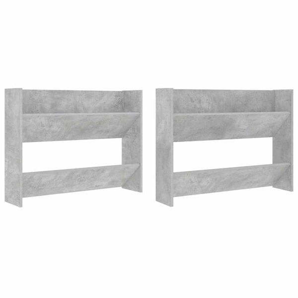 vidaXL Wall Shoe Cabinets 2 pcs Concrete Grey 80x18x60 cm Engineered Wood