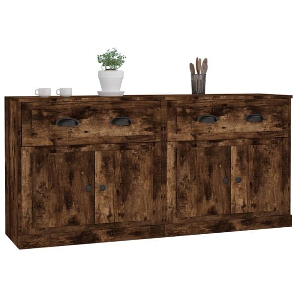vidaXL Sideboards 2 pcs Smoked Oak Engineered Wood