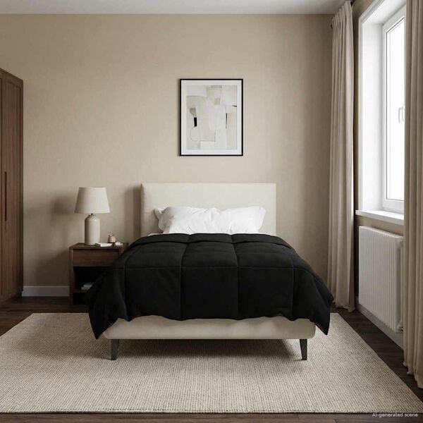 vidaXL Winter Duvet Quilted Black 135 x 220 cm Microfiber