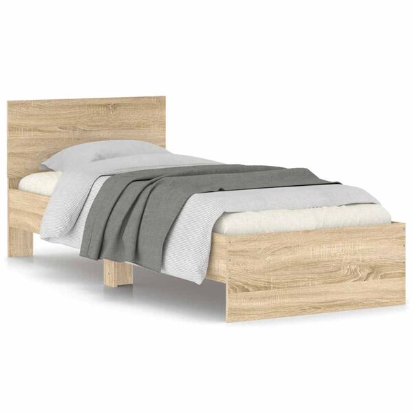 vidaXL Bed Frame without Mattress with Headboard Sonoma Oak 90x200 cm