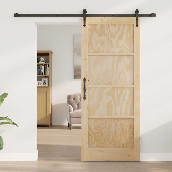 vidaXL Sliding Door ORKDAL Natural and Black 83 x 202 cm