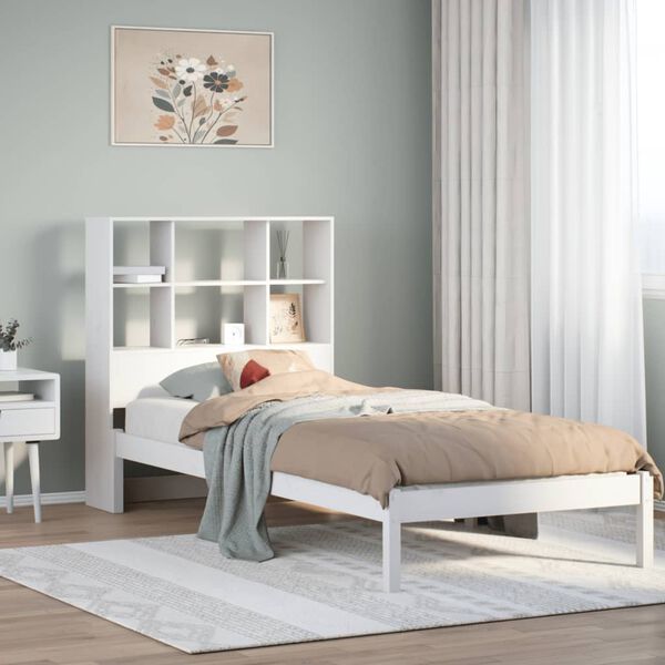vidaXL Bookcase Bed without Mattress White 90x190 cm Single Solid Wood Pine