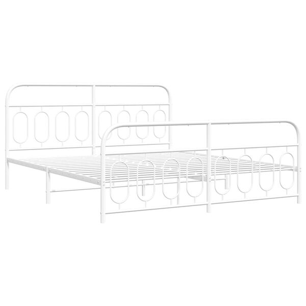 vidaXL Metal Bed Frame without Mattress with Footboard White 193x203cm