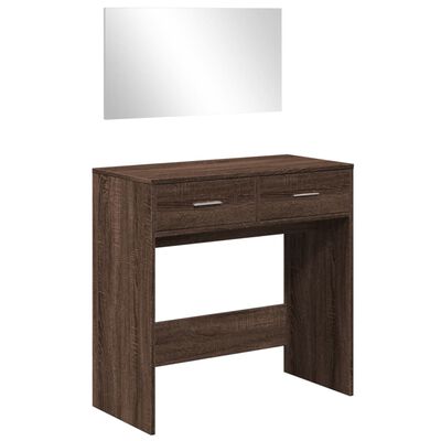 vidaXL Dressing Table with Mirror Brown Oak 80x39x80 cm