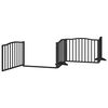 vidaXL Dog Gate with Door Foldable 8 Panels Black 640 cm Poplar Wood