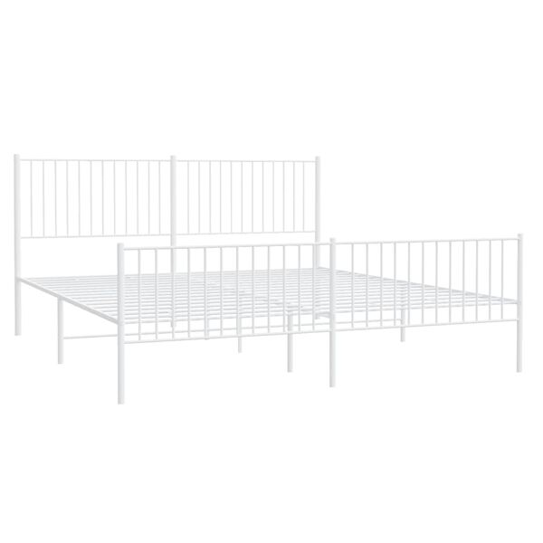 vidaXL Metal Bed Frame without Mattress with Footboard White 200x200cm