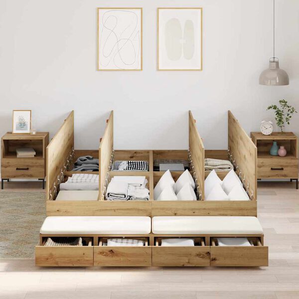 vidaXL Storage Bed Frame Artisan Oak 140 cm Engineered Wood