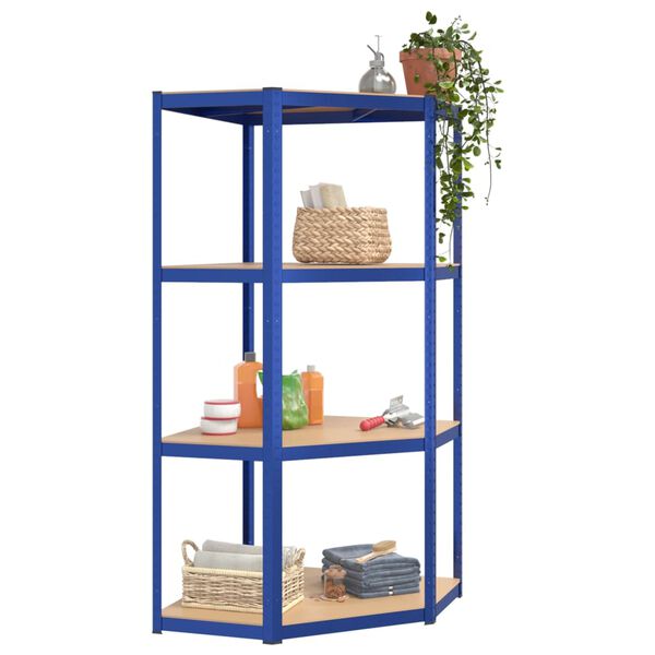 vidaXL 4-Layer Shelves 2 pcs Blue Steel&Engineered Wood
