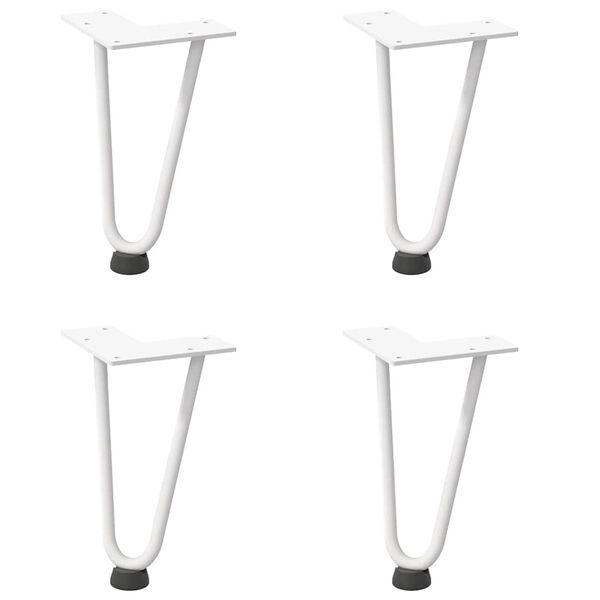 vidaXL Hairpin Legs for Coffee Table 4 pcs White 20 cm Solid Steel