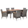 vidaXL 7 Piece Garden Dining Set with Cushions Poly Rattan Grey
