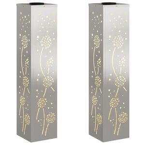 vidaXL Solar LED Pathway Light 2 pcs Warm White 18 x 18 x 80 cm