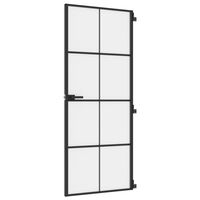 vidaXL Interior Door Slim Black 83x201.5 cm Tempered Glass and Aluminium