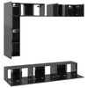 vidaXL 8 Piece TV Cabinet Set High Gloss Grey Engineered Wood