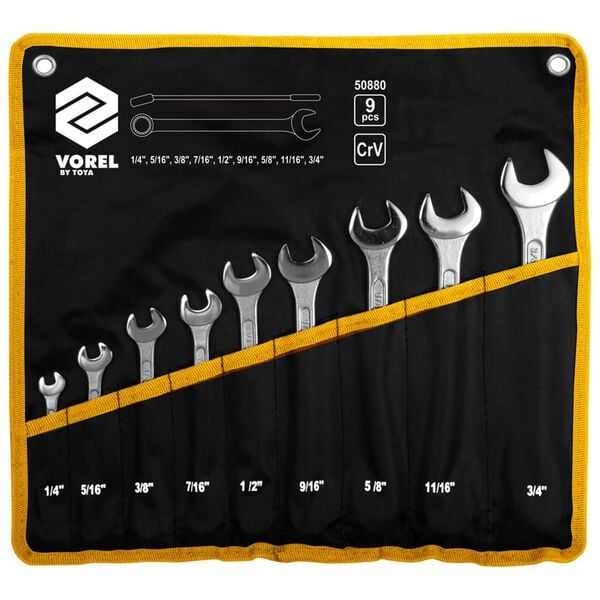 VOREL 9 Piece Combination Spanner Set 6-19mm