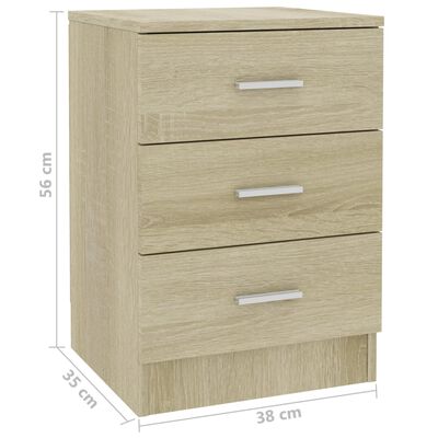 vidaXL Bedside Cabinet Sonoma Oak 38x35x56 cm Engineered Wood