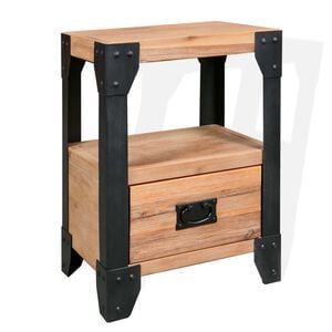 vidaXL Nightstand Solid Acacia Wood Steel 40x30x54 cm