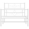 vidaXL Metal Bed Frame without Mattress with Footboard White 90x200cm