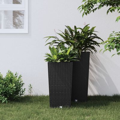 vidaXL Planter with Removable Inner Anthracite 11 / 26.5 L PP Rattan