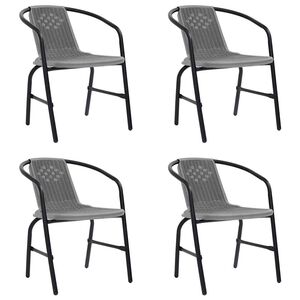 vidaXL Garden Chair | Set of 4 | Black | Plastic rattan, steel | Standard