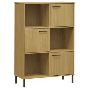 vidaXL Bookcase with Metal Legs Brown 90x35x128,5 cm Solid Wood "OSLO