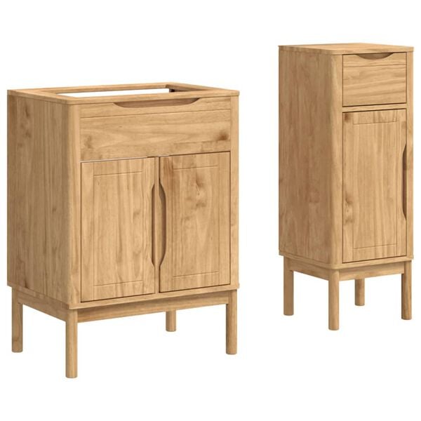 vidaXL Bathroom Furniture Set 2 pcs Wax Brown Solid Pine Wood