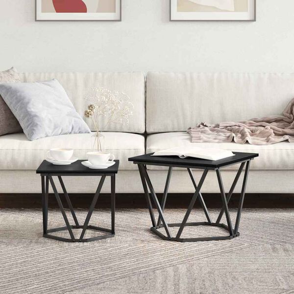 vidaXL Side Table Set 2 pcs Black oak 50 x 50 x 40 cm