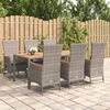 vidaXL 7 Piece Garden Dining Set Grey Poly Rattan&Solid Wood Acacia