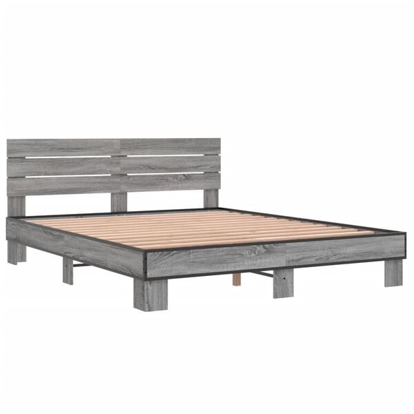 vidaXL Bed Frame without Mattress Grey Sonoma 150x200 cm King Size