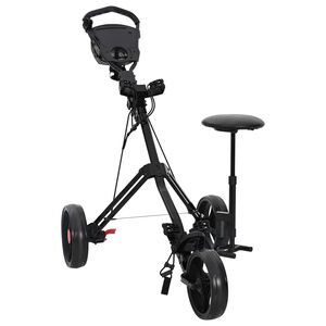 vidaXL Golf Trolley with Seat Folding Black 95 x 69 x 114 cm Iron