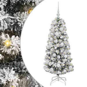 vidaXL Artificial Hinged Christmas Tree Green and White 120 cm
