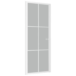 vidaXL Interior Door 83x201.5 cm White Matt Glass and Aluminium