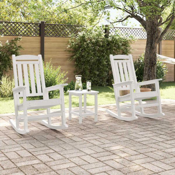 vidaXL Garden Rocking Chair 3 pcs White 38 x 38 x 46cm Plastic