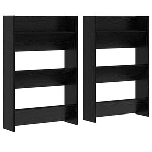 vidaXL Shoe Cabinet 2 pcs 60 x 18 x 90 cm Engineered Wood Black Oak