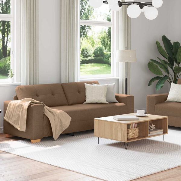 vidaXL Sofa 2 pcs Brown Fabric
