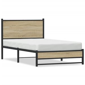 vidaXL Metal Bed Frame without Mattress Sonoma Oak 107x203 cm