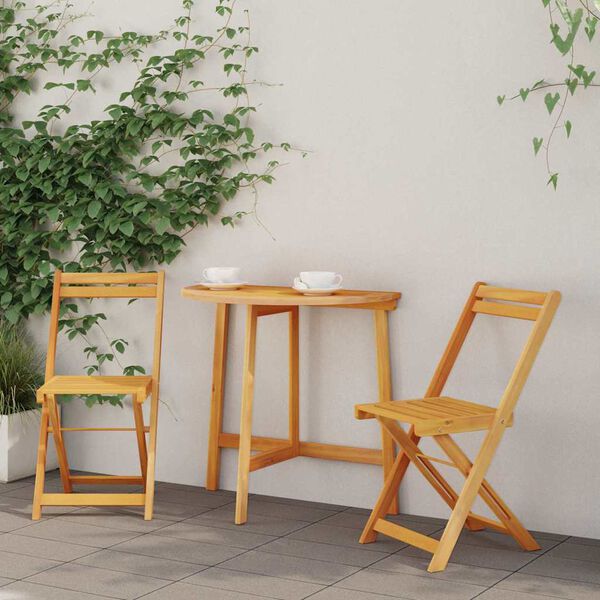 vidaXL Bistro Set Folding 3 pcs Oil Natural Solid Acacia Wood