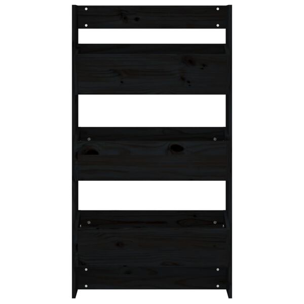 vidaXL Wall Planter 3-Tier 60x18.5x110 cm Black Solid Wood Pine