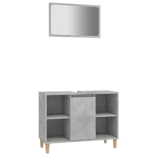 vidaXL 2 Piece Bathroom Furniture Set Concrete Grey Engineered Wood