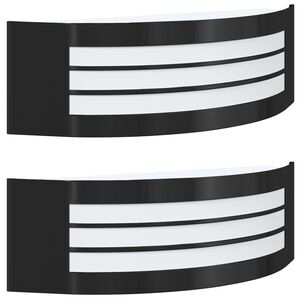 vidaXL Outdoor Wall Lights 2 pcs Black 32 x 10 x 10 cm Stainless steel