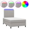 vidaXL Box Spring Bed with Mattress&LED Light Grey 120x200 cm Fabric