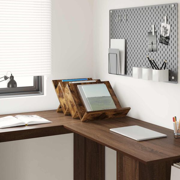 vidaXL Magazine Rack Smoked Oak 53 x 40 x 28.5 cm Engineered Wood