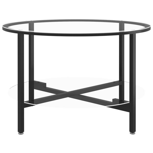 vidaXL Tea Table Black and Transparent 70 cm Tempered Glass