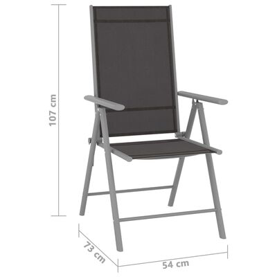 vidaXL Folding Garden Chairs 2 pcs Textilene Black