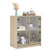 vidaXL Side Cabinet with Glass Doors Sonoma Oak 68x37x75.5 cm