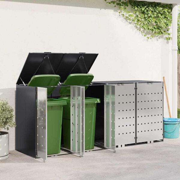 vidaXL Wheelie Bin Storage for 4 Bins Anthracite 272 x 77.5 x 115.5 cm