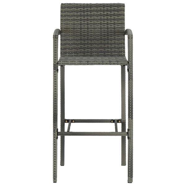 vidaXL Bar Stools 2 pcs Grey Poly Rattan