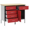 vidaXL Work Cabinet with Drawer 2 pcs Red and Grey 75 x 45 x 85 cm