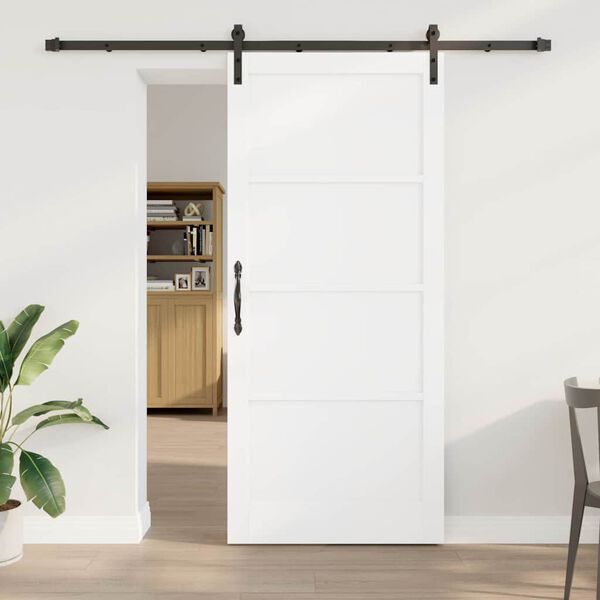 vidaXL Sliding Door White 93 x 211 cm Solid Pine Wood